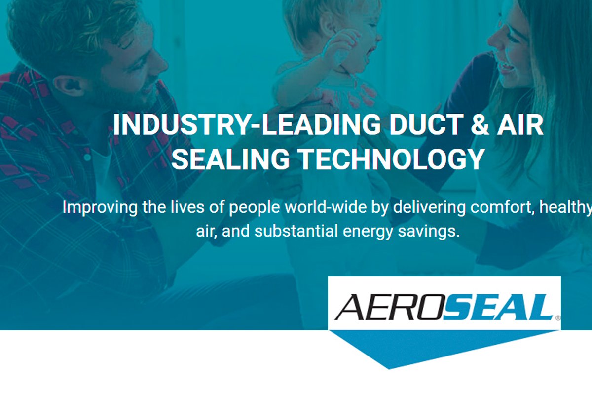 A family smiles together with the text, "Industry-leading duct sealing & air sealing technology," and the Aeroseal logo displayed below, showcasing Air Pros USA’s commitment to comfort.