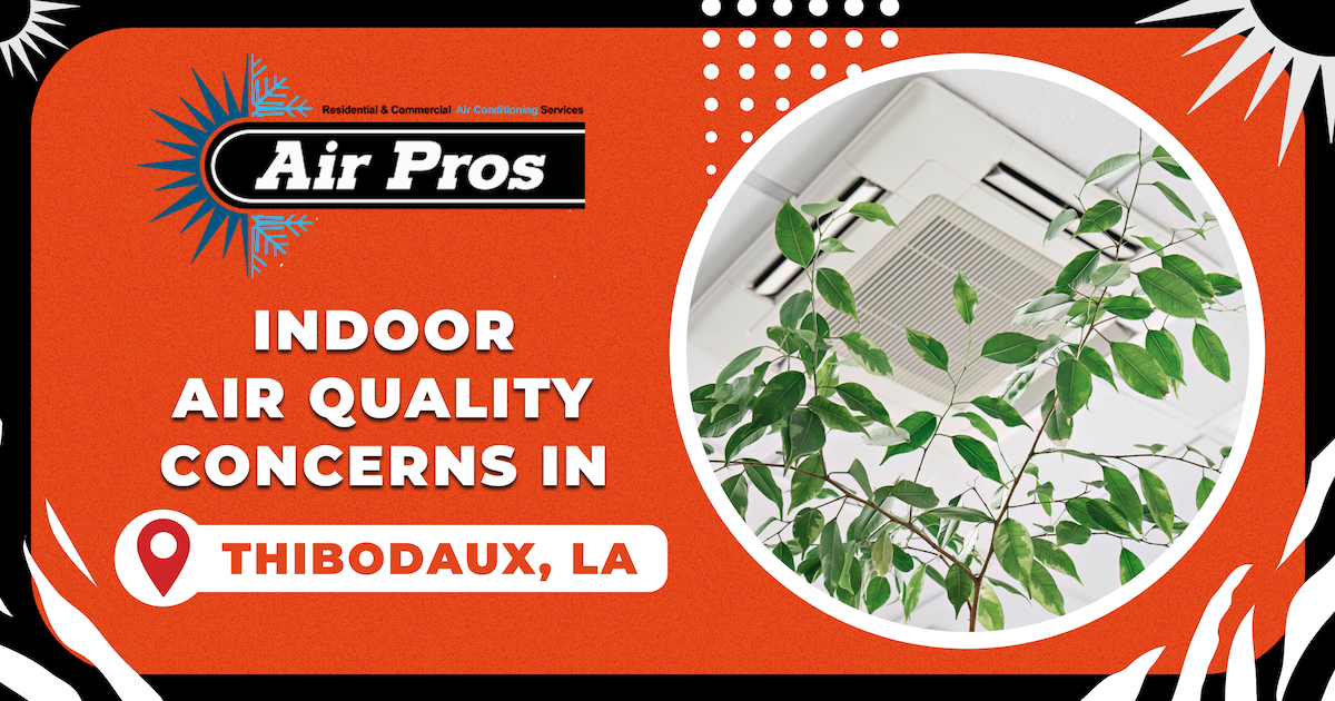 Air conditioner ceiling vent beside a green plant, highlighting Indoor Air Quality Concerns in Thibodaux, LA—trust Air Pros for expert solutions.